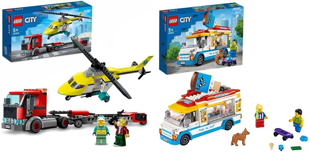 LEGO 60343 City Great Vehicles Rescue Helicopter Transport Truck, Lorry Toy for Kids, Boys and Girls 5 plus Years Old, with Driver and Pilot Minifigures LEGO 60343 City Great Vehicles Rescue Helicopter Transport Truck, Lorry Toy for Kids, Boys and Girls 5 plus Years Old, with Driver and Pilot Minifigures