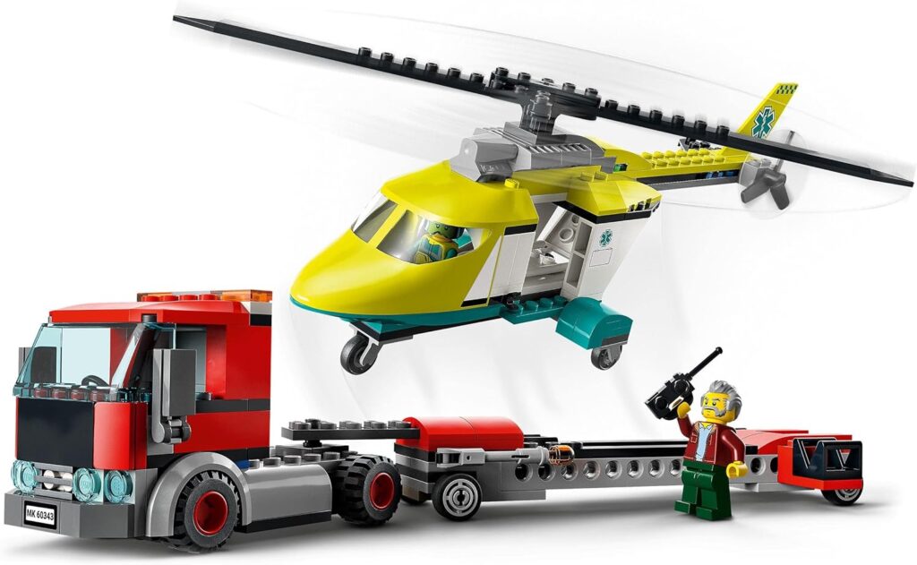 LEGO 60343 City Great Vehicles Rescue Helicopter Transport Truck, Lorry Toy for Kids, Boys and Girls 5 plus Years Old, with Driver and Pilot Minifigures LEGO 60343 City Great Vehicles Rescue Helicopter Transport Truck, Lorry Toy for Kids, Boys and Girls 5 plus Years Old, with Driver and Pilot Minifigures