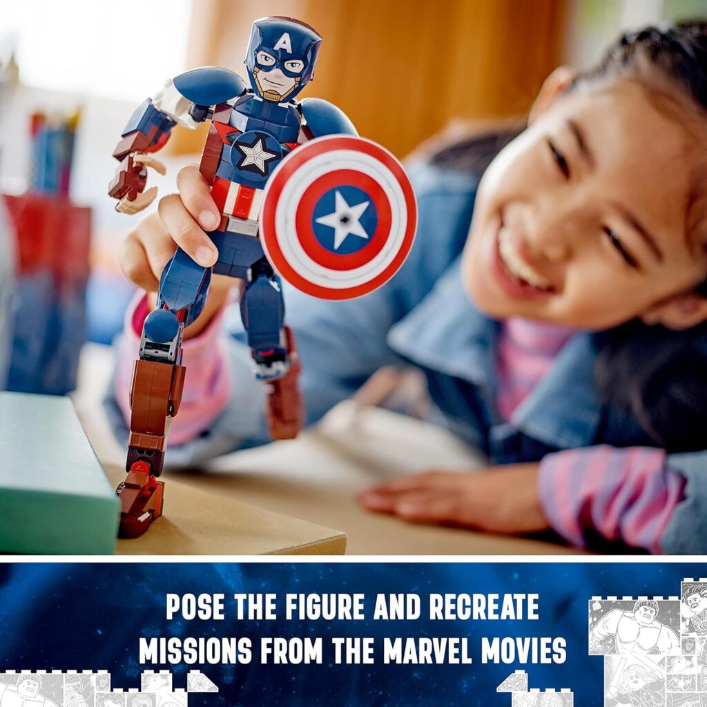 LEGO 76258 Marvel Captain America Construction Figure Buildable Toy with Shield, Avengers Collection, Play and Display Superhero Bedroom Accessory, Birthday Gift for Kids, Boys, Girls Aged 8+