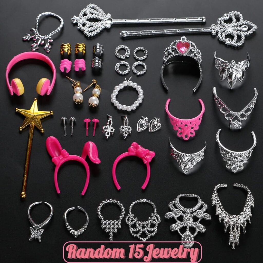 42 PCS Doll Clothes and Accessories Set, 15 Suspender Skirts 10 Shoes 12 Jewelry 5 Bags Compatible with 11.5 Inch Girls Barbie Doll Summer Clothes Accessories Birthday (Random Style) 42 PCS Doll Clothes and Accessories Set, 15 Suspender Skirts 10 Shoes 12 Jewelry 5 Bags Compatible with 11.5 Inch Girls Barbie Doll Summer Clothes Accessories Birthday (Random Style)