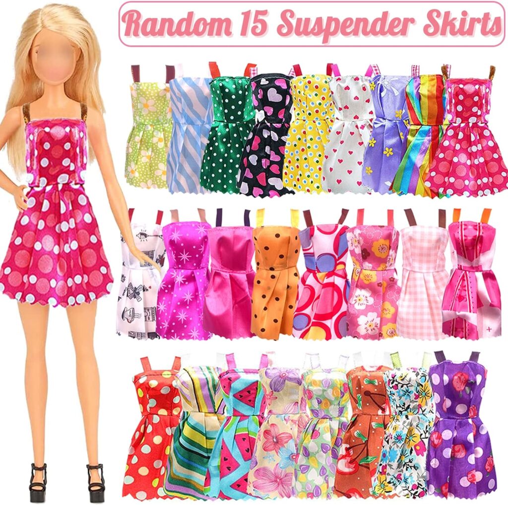 42 PCS Doll Clothes and Accessories Set, 15 Suspender Skirts 10 Shoes 12 Jewelry 5 Bags Compatible with 11.5 Inch Girls Barbie Doll Summer Clothes Accessories Birthday (Random Style) 42 PCS Doll Clothes and Accessories Set, 15 Suspender Skirts 10 Shoes 12 Jewelry 5 Bags Compatible with 11.5 Inch Girls Barbie Doll Summer Clothes Accessories Birthday (Random Style)