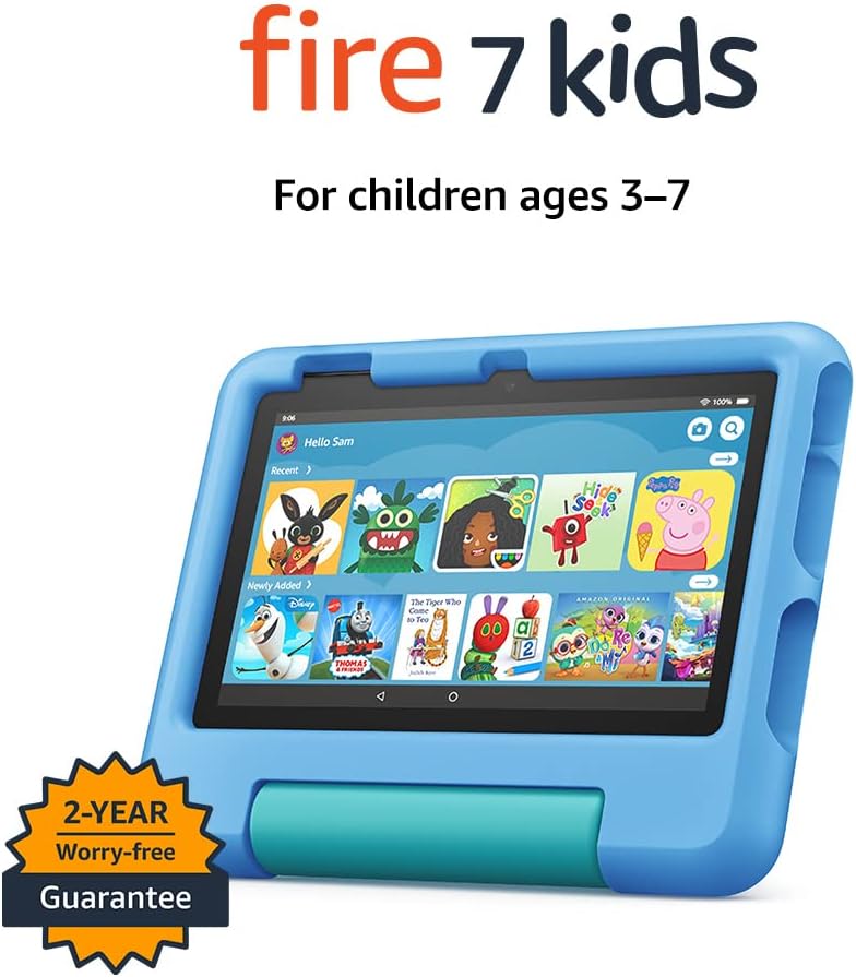 Amazon Fire 7 Kids tablet | 7 display, ages 3–7, 16 GB, Blue