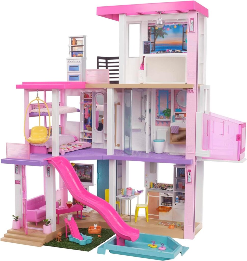Barbie DreamHouse Dollhouse with 75+ Accessories and Wheelchair Accessible Elevator, 10 Play Areas, 3 Custom Light Settings Music, GRG93 Barbie DreamHouse Dollhouse with 75+ Accessories and Wheelchair Accessible Elevator, 10 Play Areas, 3 Custom Light Settings Music, GRG93