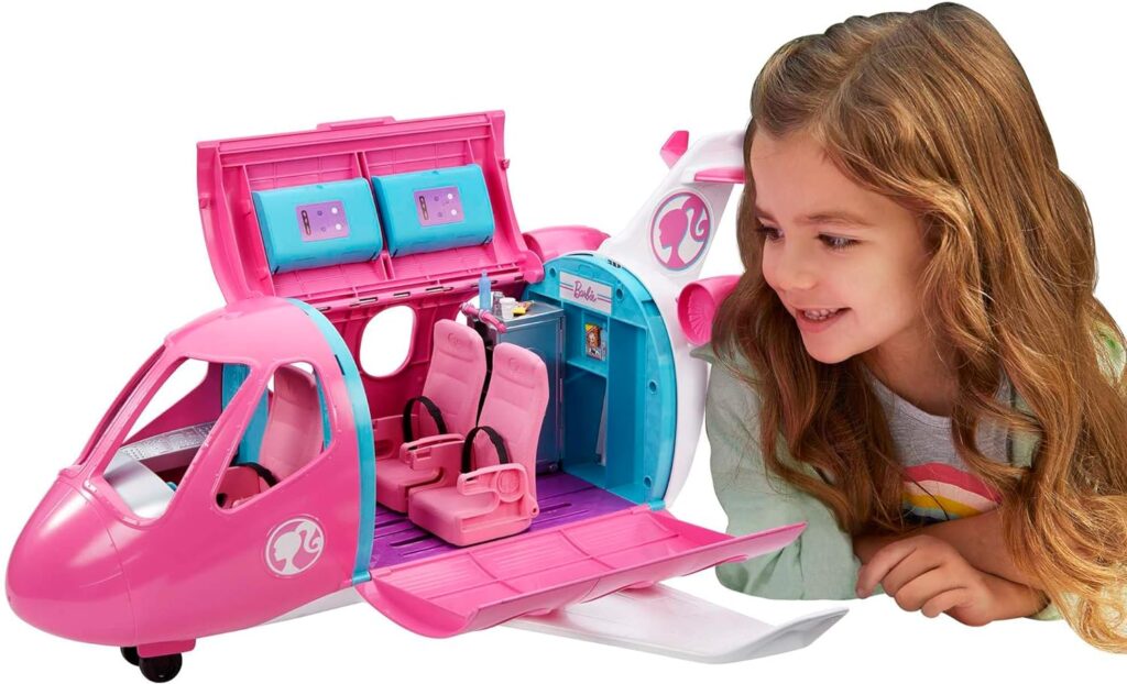 Barbie DreamPlane, Pink Dreamplane Playset with Toy Puppy, Snack Cart, 15 Airplane Accessories and Doll Accessories, Toys for Ages 3 and Up, One Airplane, GDG76