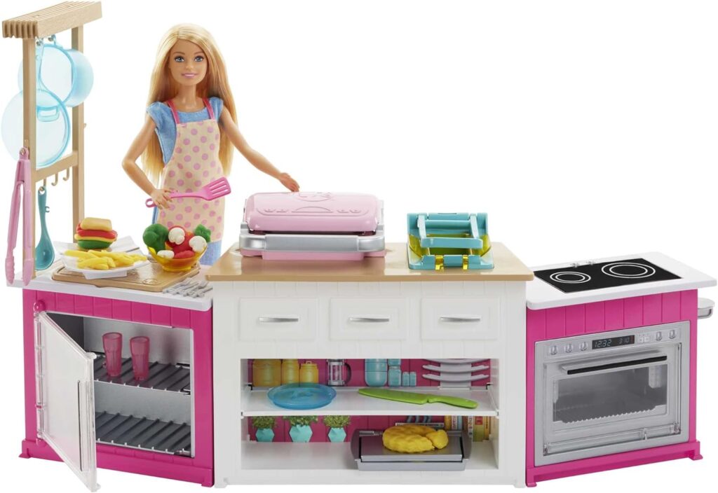 Barbie Kitchen Playset with Doll, Lights Sounds, Food Molds, 5 Dough Colors and 20+ Accessories, GWY53 Barbie Kitchen Playset with Doll, Lights Sounds, Food Molds, 5 Dough Colors and 20+ Accessories, GWY53