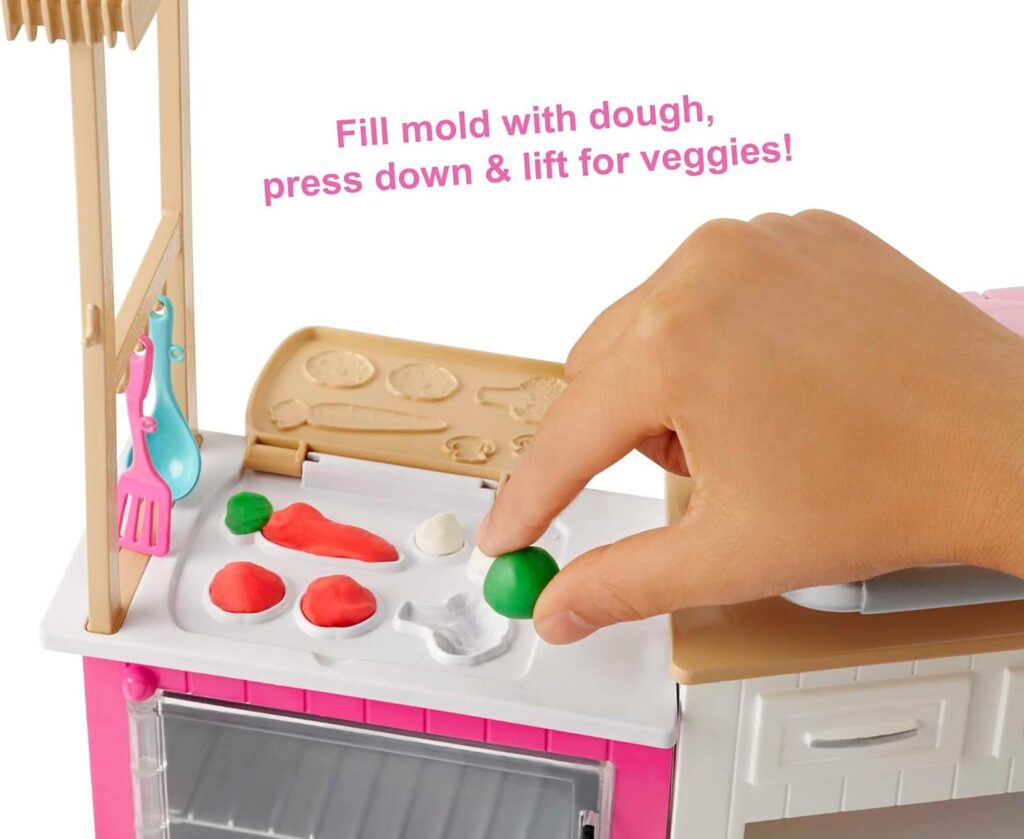 Barbie Kitchen Playset with Doll, Lights Sounds, Food Molds, 5 Dough Colors and 20+ Accessories, GWY53 Barbie Kitchen Playset with Doll, Lights Sounds, Food Molds, 5 Dough Colors and 20+ Accessories, GWY53