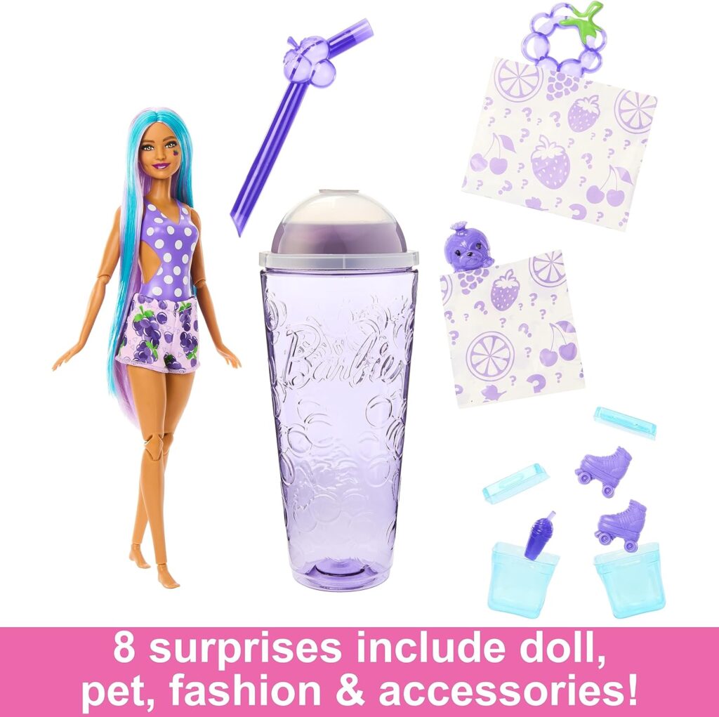 ​Barbie Pop Reveal Fruit Series Doll, Fruit Punch Theme with 8 Surprises Including Pet  Accessories, Slime, Scent  Color Change, HNW42