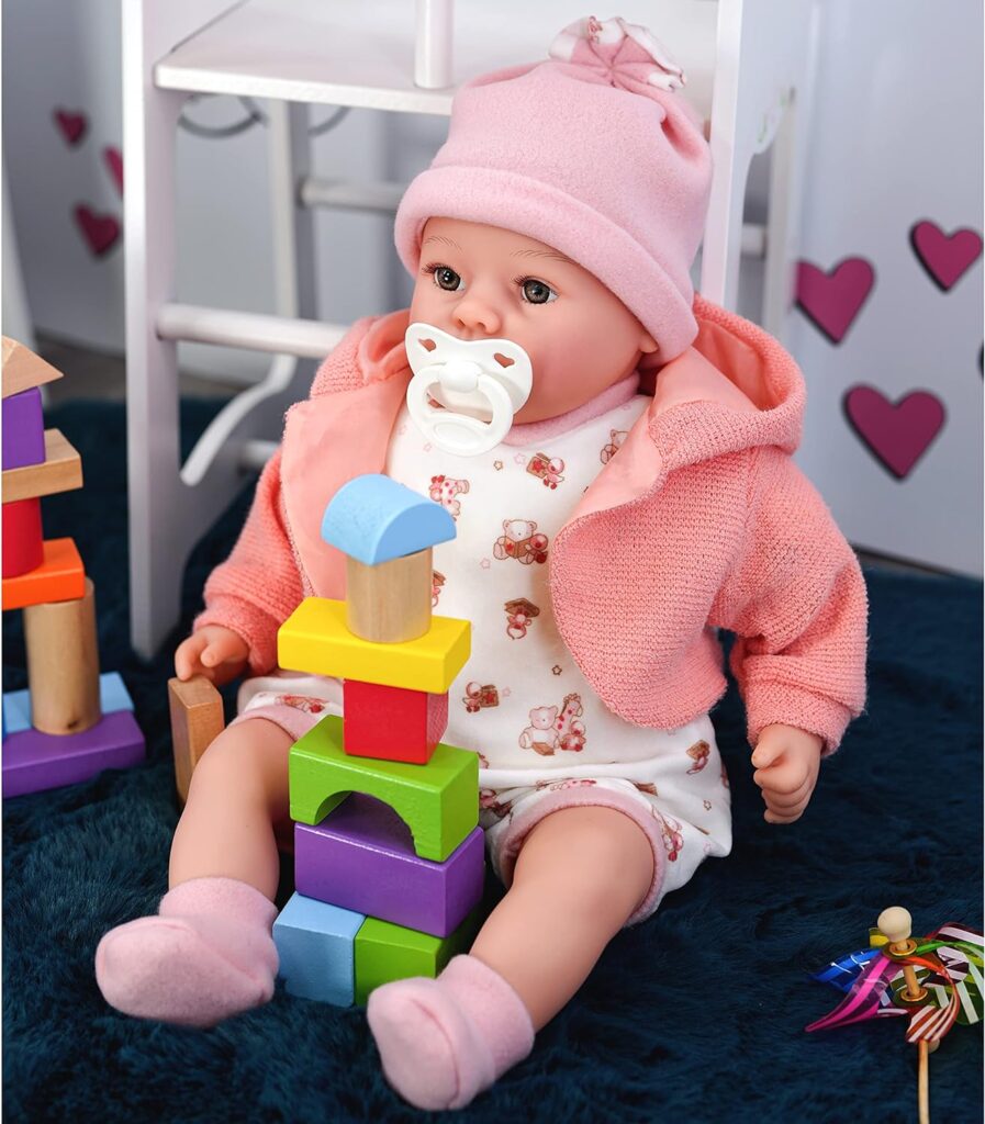Bibi Doll - 18 Lifelike Large Size Soft Bodied Baby Doll Girls Boys Toy Dolly With Sounds and Comforter (Peach)