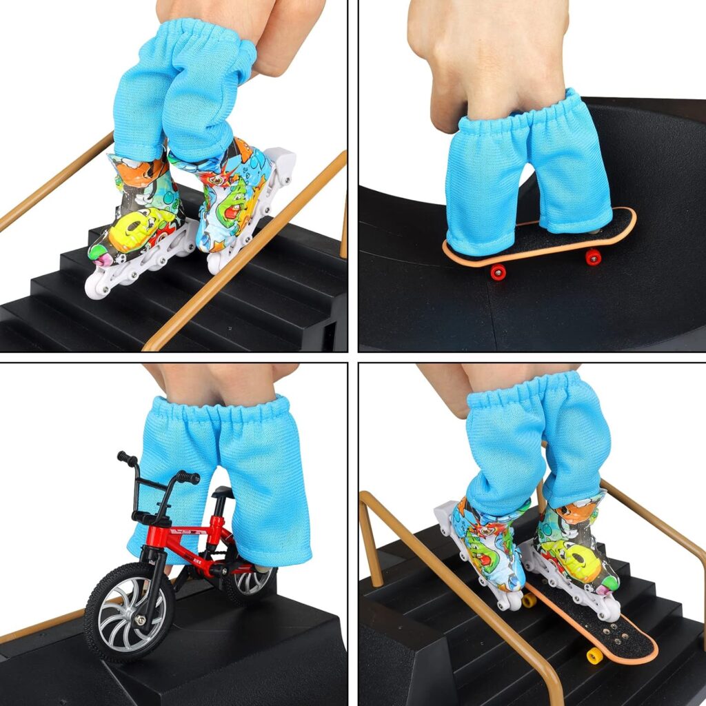 CS COSDDI Mini Finger Skateboards Ramp Accessories Set, 6-in-1 Fingerboard Toy Skate Park Kit Ramp, DIY Assembly Mini Finger Skateboard Ultimate Park Set Ramps for Kids Birthday Gift