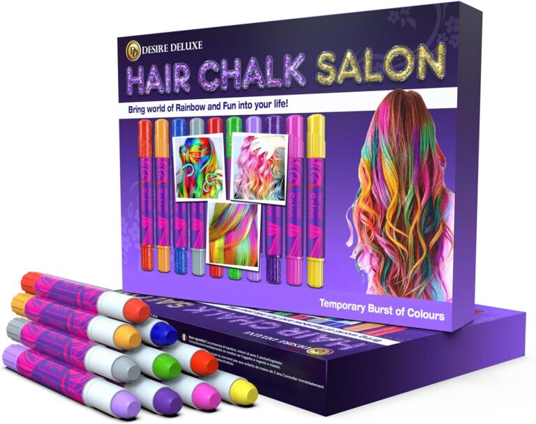 Desire Deluxe Hair Chalk Gift for Girls – 10 Temporary Non-Toxic Easy Washable Hair Dye Colourful Metallic Review
