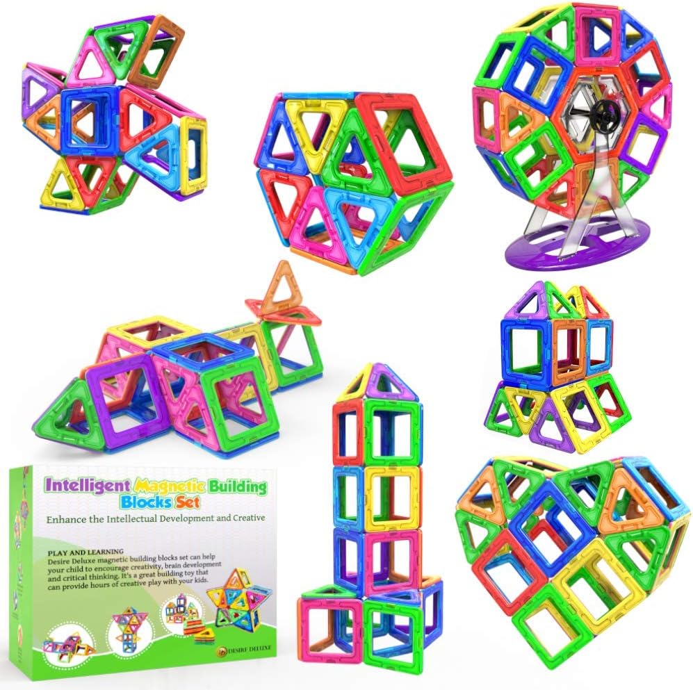 Desire Deluxe Magnetic Building Blocks Gift 94PC Kids Magnetics Construction Block Games for Boys and Girls Creativity Educational Childrens Toys for Age 3 4 5 6 7 Year Old