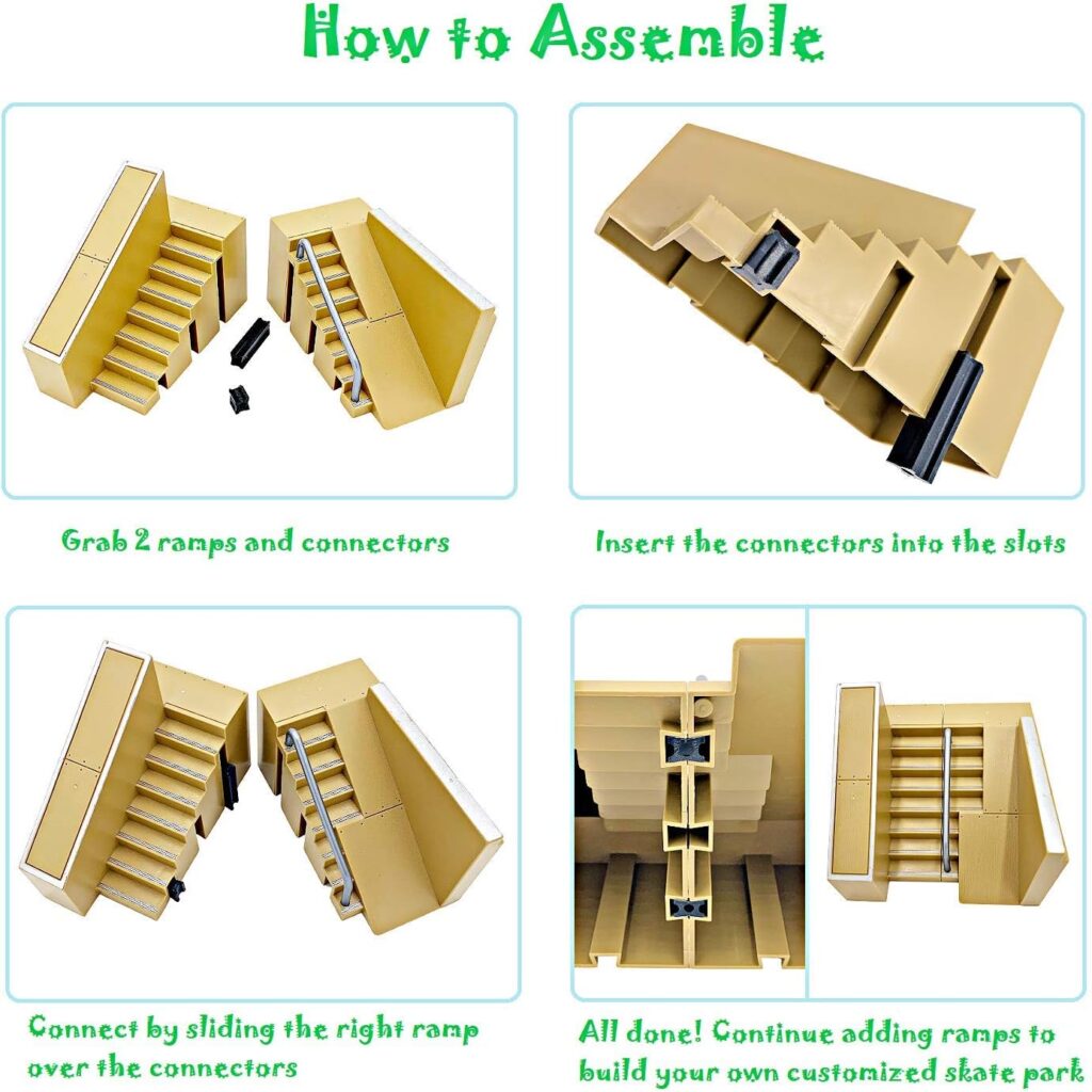 Finger Skateboard Ramp Set – Finger Skatepark Kit 16 Pieces – Skate Park Kit Including Skateboards, Ramps, Scooters, Skates, Bikes and Caster Boards – Fingerboard Skate Set