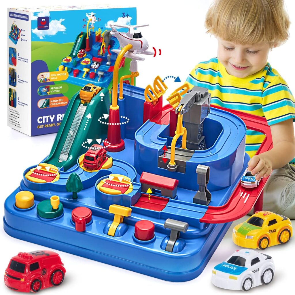 hahaland Kids Toys for 3 Year Old Boys Car Race Track Boys Toys Age 3 4, Adventure Vehicles Toy Learning  Intelligence Educational Toys Gifts for 3 4 5 Year Old Boys Girls Toddler Toys
