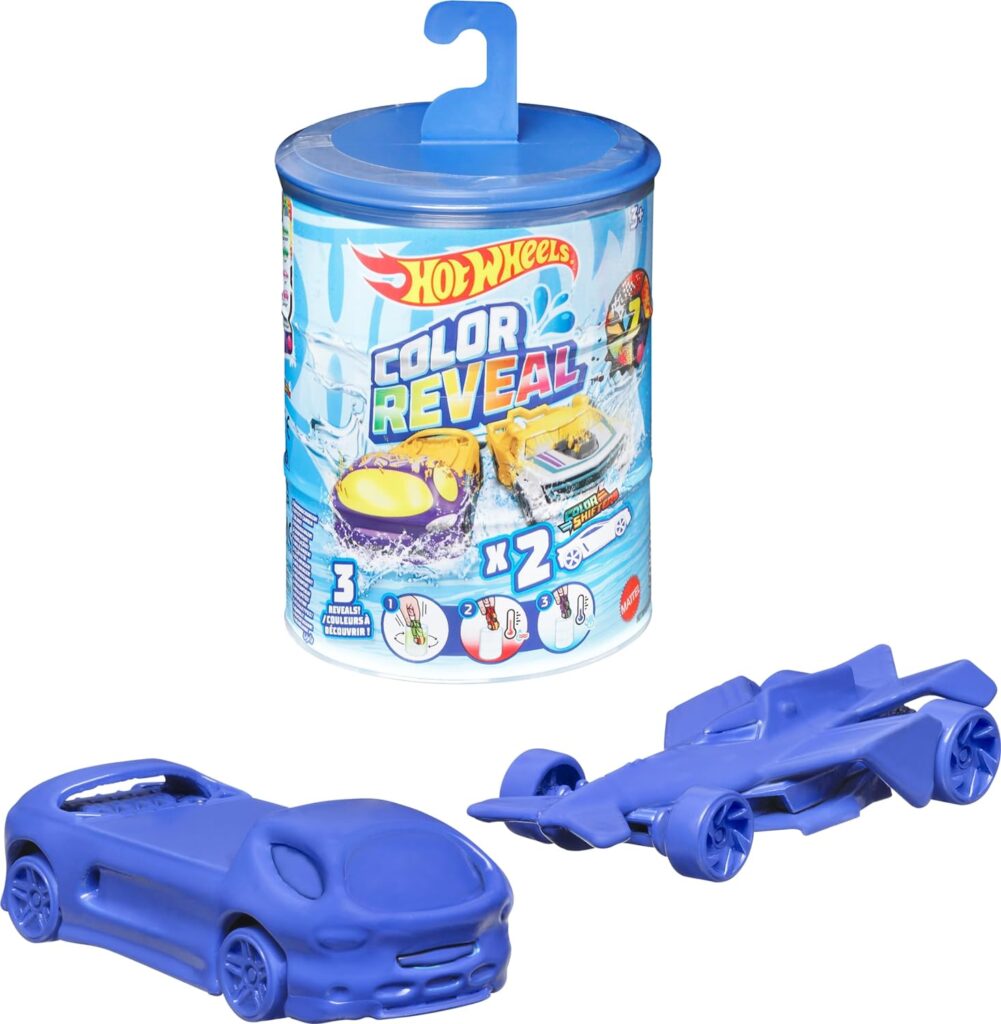 Hot Wheels Cars, Set of 2 Color Reveal Vehicles in 1:64 Scale with Surprise Initial Reveal  Repeat Color-Change Feature in Very Warm  Icy Cold Water (Styles May Vary), GYP13