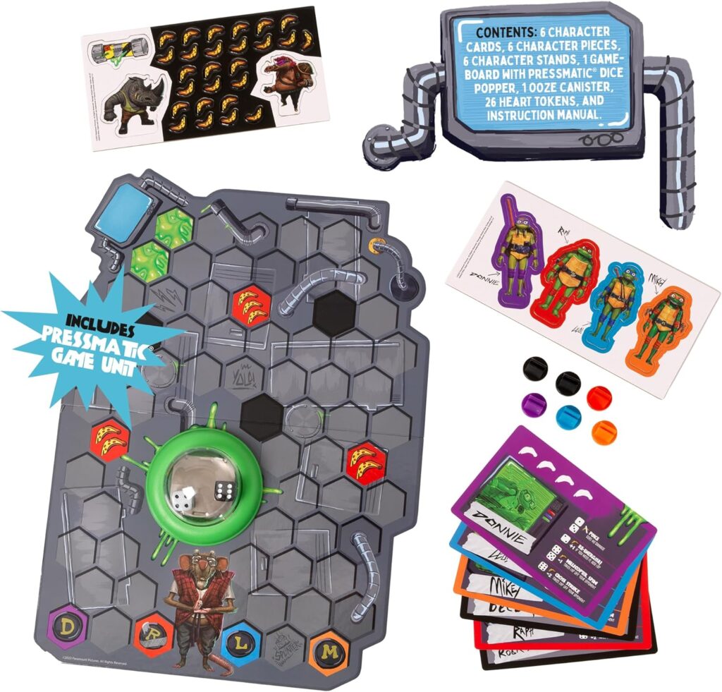 IDEAL | Teenage Mutant Ninja Turtles: Sewer Battle Pressmatic Game | Family Games | For 2-7 Players | Ages 4+