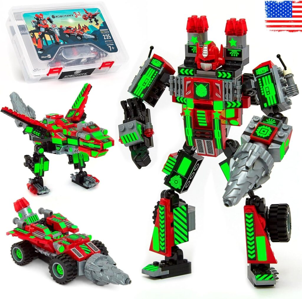 Jitterygit Mech Robot Super Hero Action Figure Xmas Gift Toy Set, Best STEM Building Creative Bricks For Birthday Space Army Warrior For Kids Boys Girls 6 7 8 9 10 Year Old