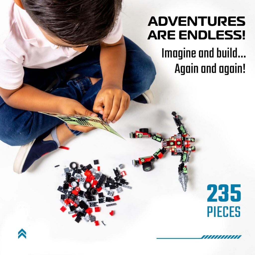 Jitterygit Mech Robot Super Hero Action Figure Xmas Gift Toy Set, Best STEM Building Creative Bricks For Birthday Space Army Warrior For Kids Boys Girls 6 7 8 9 10 Year Old