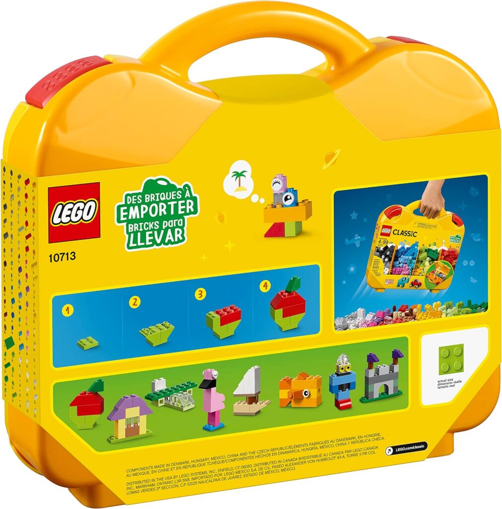 LEGO 10698 Classic Large Creative Brick Storage Box Set, Building Toys for 4 Plus Year Old Kids, Boys  Girls, Construction Toy with Windows, Doors, Wheels and Green Baseplate