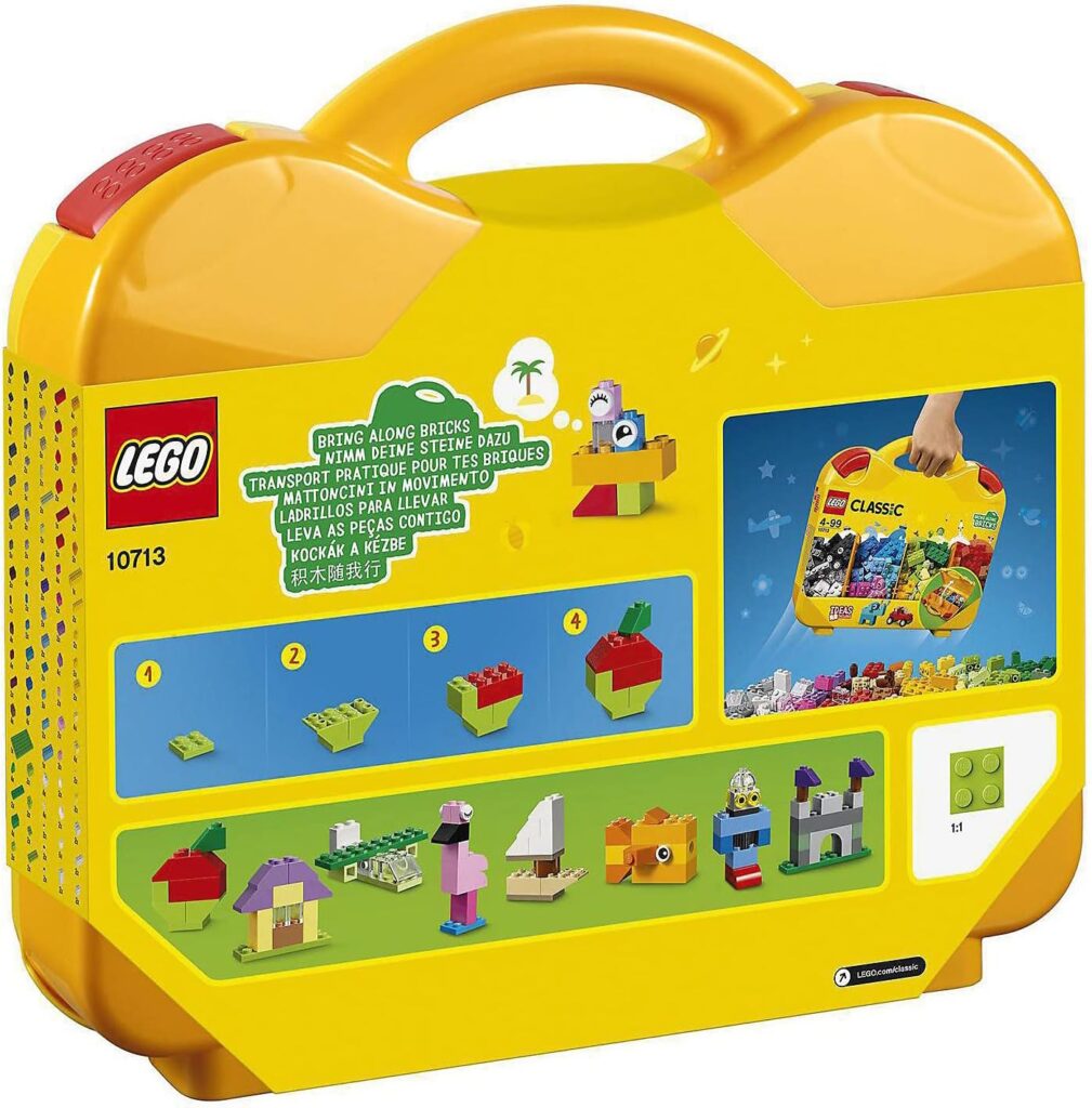 LEGO 10713 Classic Creative Suitcase, Toy Storage Case With Fun Colourful Building Bricks, Gifts 4 Plus Year Old Kids, Boys  Girls