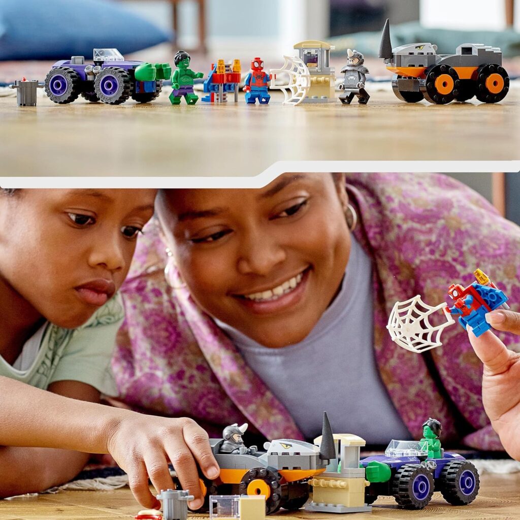 LEGO 10782 Marvel Hulk vs. Rhino Monster Truck Showdown Toy, Christmas Treat, Gifts for Kids, Boys  Girls Age 4 Plus with Spider-Man Minifigure, Spidey And His Amazing Friends Series