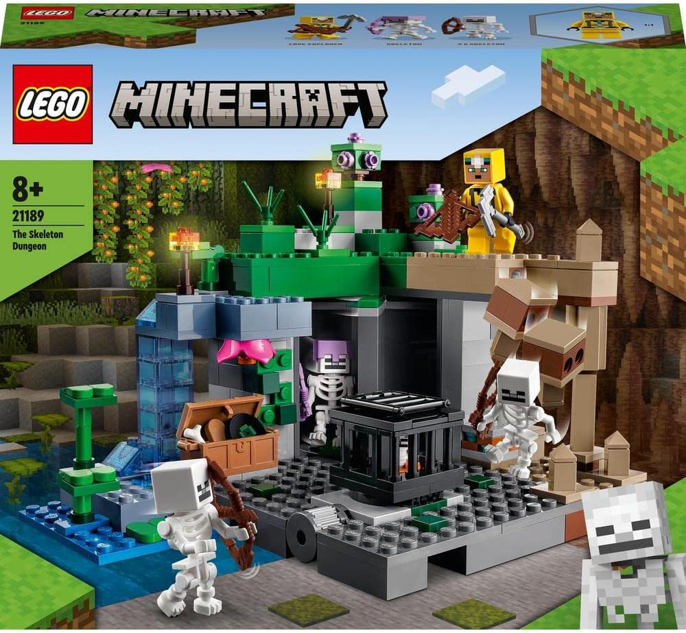 LEGO 21189 Minecraft The Skeleton Dungeon Set, Construction Toy for Kids with Caves, Mobs and Figures with Crossbow Accessories LEGO 21189 Minecraft The Skeleton Dungeon Set, Construction Toy for Kids with Caves, Mobs and Figures with Crossbow Accessories
