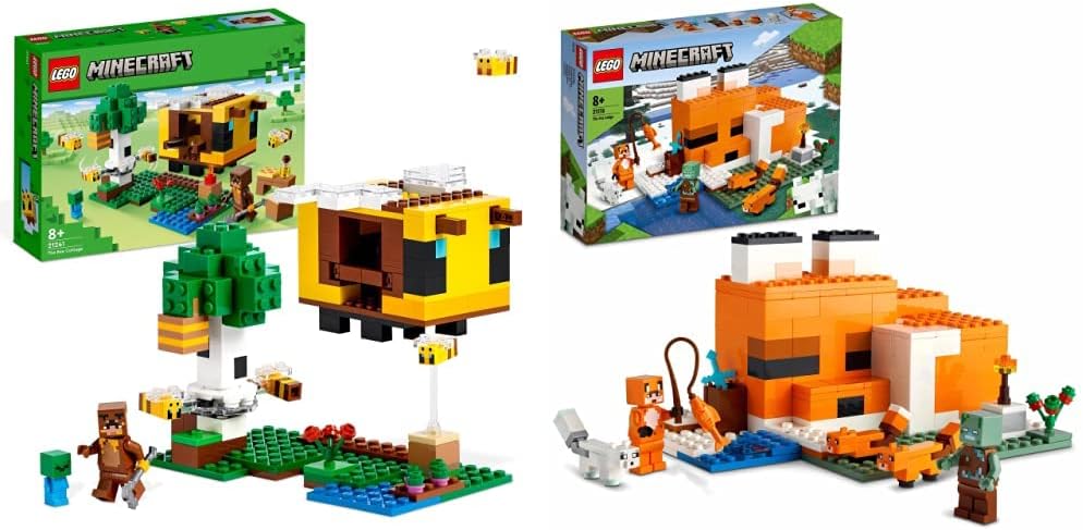 LEGO 21241 Minecraft The Bee Cottage Construction Toy with Buildable House, Farm, Baby Zombie and Animal Figures, Birthday Gift Idea for Boys and Girls
