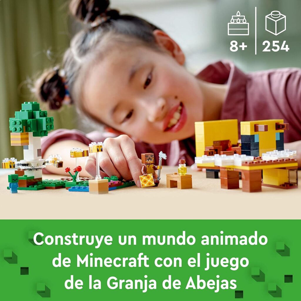 LEGO 21241 Minecraft The Bee Cottage Construction Toy with Buildable House, Farm, Baby Zombie and Animal Figures, Birthday Gift Idea for Boys and Girls