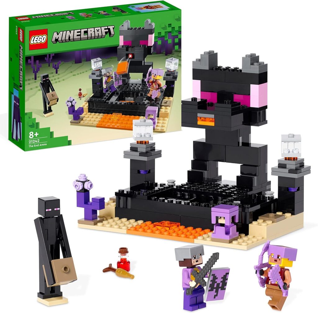 LEGO 21242 Minecraft The End Arena, Player-vs-Player Battle Playset, Action Toys for Kids, Boys  Girls 8 Plus Years Old, with Lava, Ender Dragon and Enderman Figures