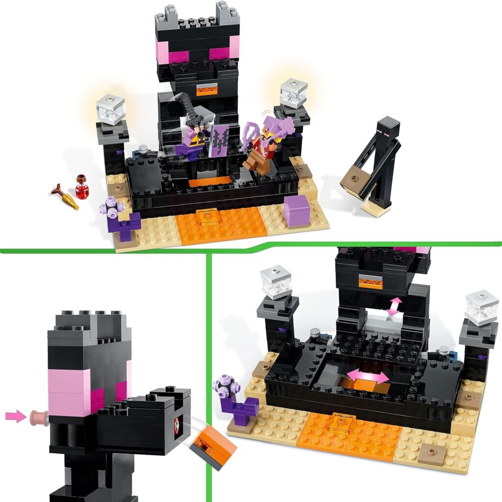 LEGO 21242 Minecraft The End Arena, Player-vs-Player Battle Playset, Action Toys for Kids, Boys  Girls 8 Plus Years Old, with Lava, Ender Dragon and Enderman Figures