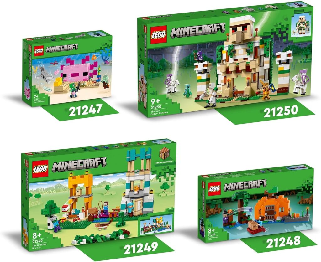 LEGO 21247 Minecraft The Axolotl House Set, Buildable Underwater Base with Diver Explorer, Zombie plus Dolphin and Puffer Fish Figures, Adventure Toys for Kids, Girls, Boys Aged 7 Plus