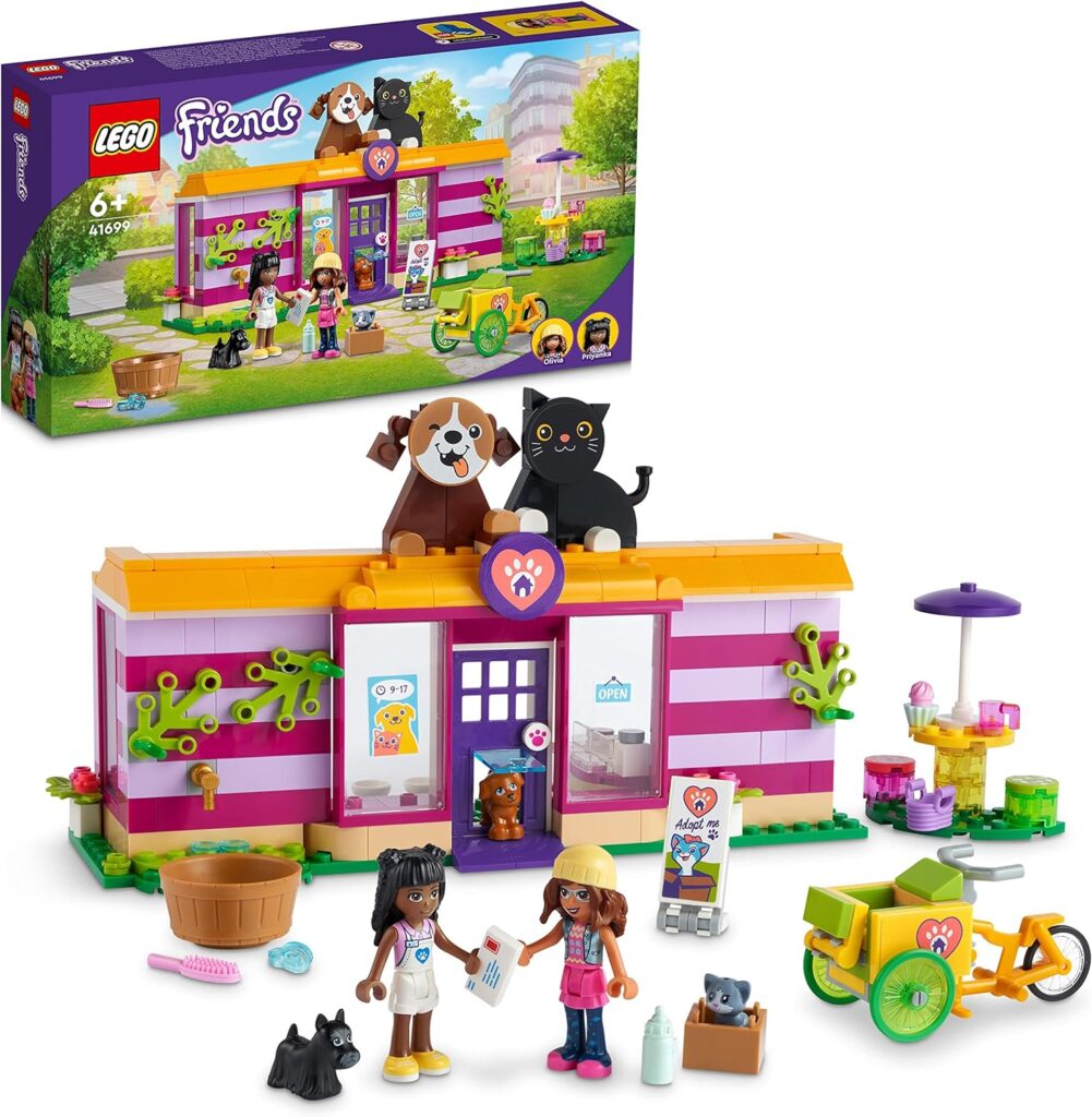 LEGO 41699 Friends Pet Adoption Café, Animal Rescue Toys Playset, Creative Gifts for 6 Plus Year Old Kids, Girls and Boys with Olivia Priyanka Mini-Dolls LEGO 41699 Friends Pet Adoption Café, Animal Rescue Toys Playset, Creative Gifts for 6 Plus Year Old Kids, Girls and Boys with Olivia Priyanka Mini-Dolls