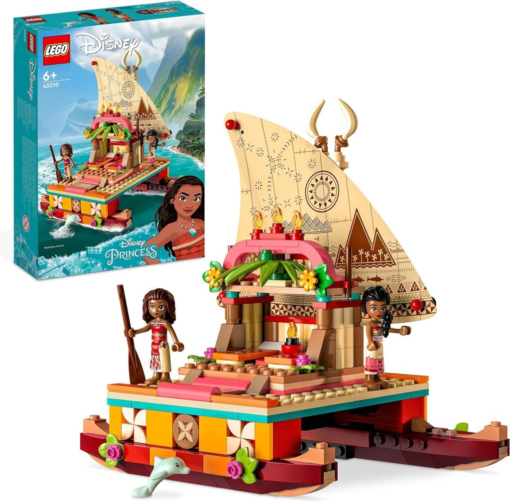 LEGO 43210 Disney Princess Moanas Wayfinding Boat Toy with Moana and Sina Mini-Dolls plus Dolphin Figure, Creative Building Toys for Kids, Girls and Boys Aged 6 Plus LEGO 43210 Disney Princess Moanas Wayfinding Boat Toy with Moana and Sina Mini-Dolls plus Dolphin Figure, Creative Building Toys for Kids, Girls and Boys Aged 6 Plus