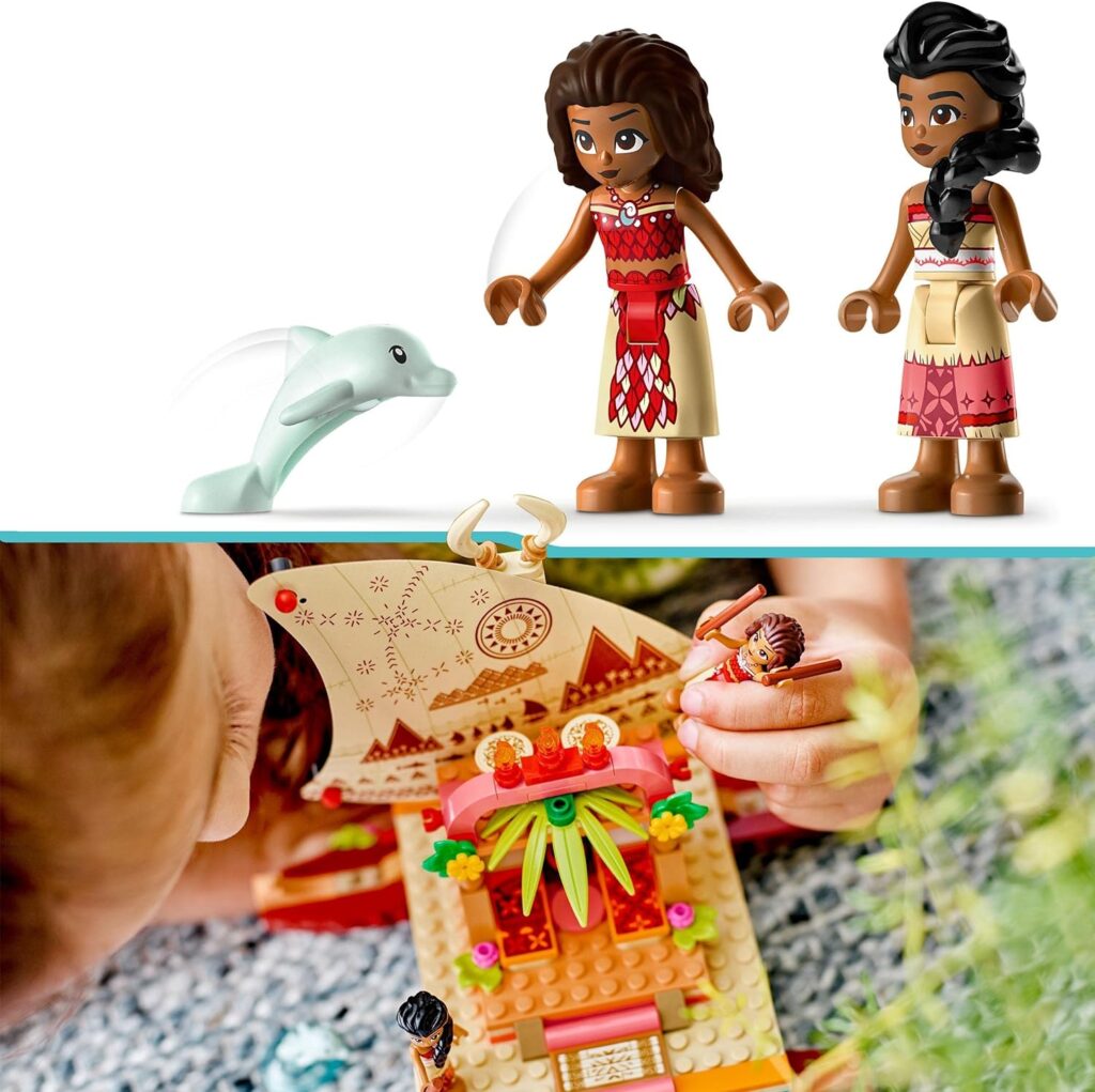 LEGO 43210 Disney Princess Moanas Wayfinding Boat Toy with Moana and Sina Mini-Dolls plus Dolphin Figure, Creative Building Toys for Kids, Girls and Boys Aged 6 Plus LEGO 43210 Disney Princess Moanas Wayfinding Boat Toy with Moana and Sina Mini-Dolls plus Dolphin Figure, Creative Building Toys for Kids, Girls and Boys Aged 6 Plus