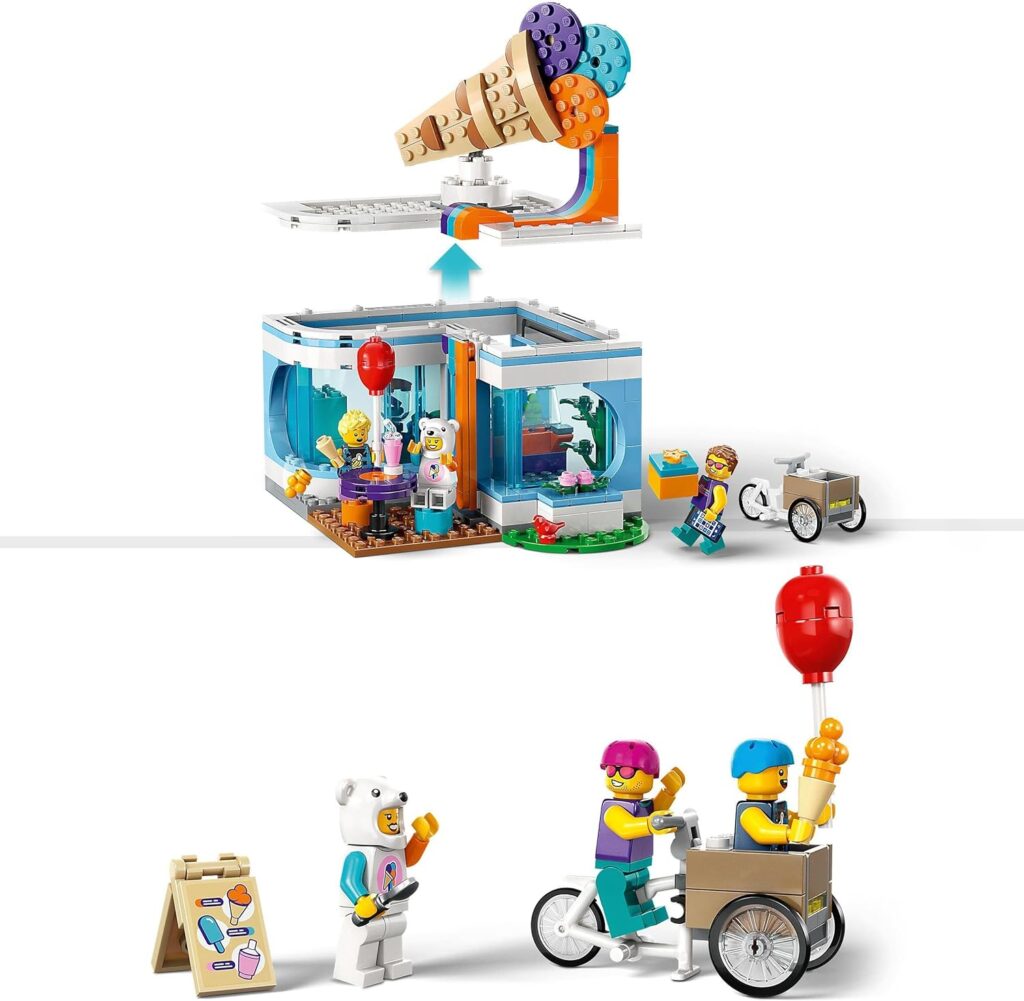 LEGO 60363 City Ice-Cream Shop Toy for 6+ Year Olds with Cart Bike and 3 Minifigures, Birthday Gift for Boys, Girls, Kids, 2023 Set