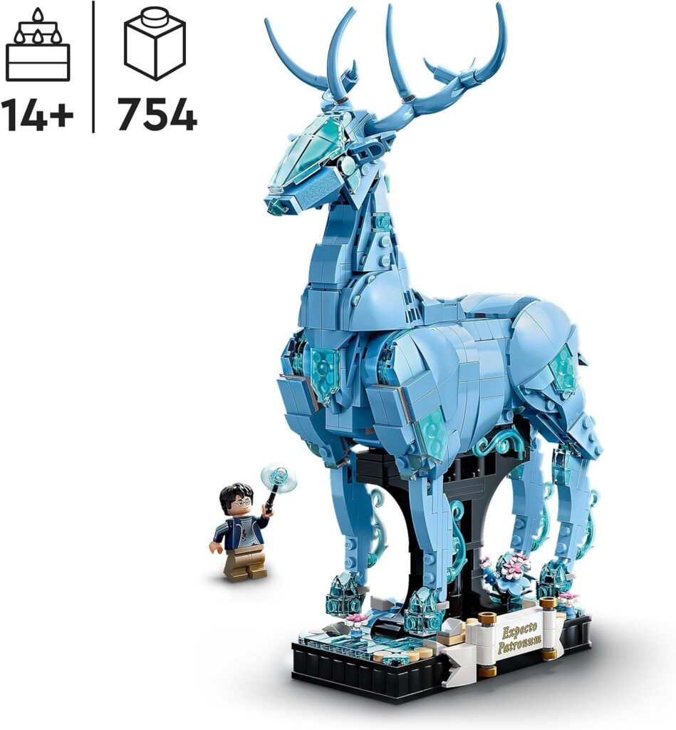 LEGO 76414 Harry Potter Expecto Patronum 2-in-1 Set, Build Stag and Wolf Animal Figures, Build-Rebuild-and-Display Model, Magical Gifts for Teenage Girls, Boys, Women, Men