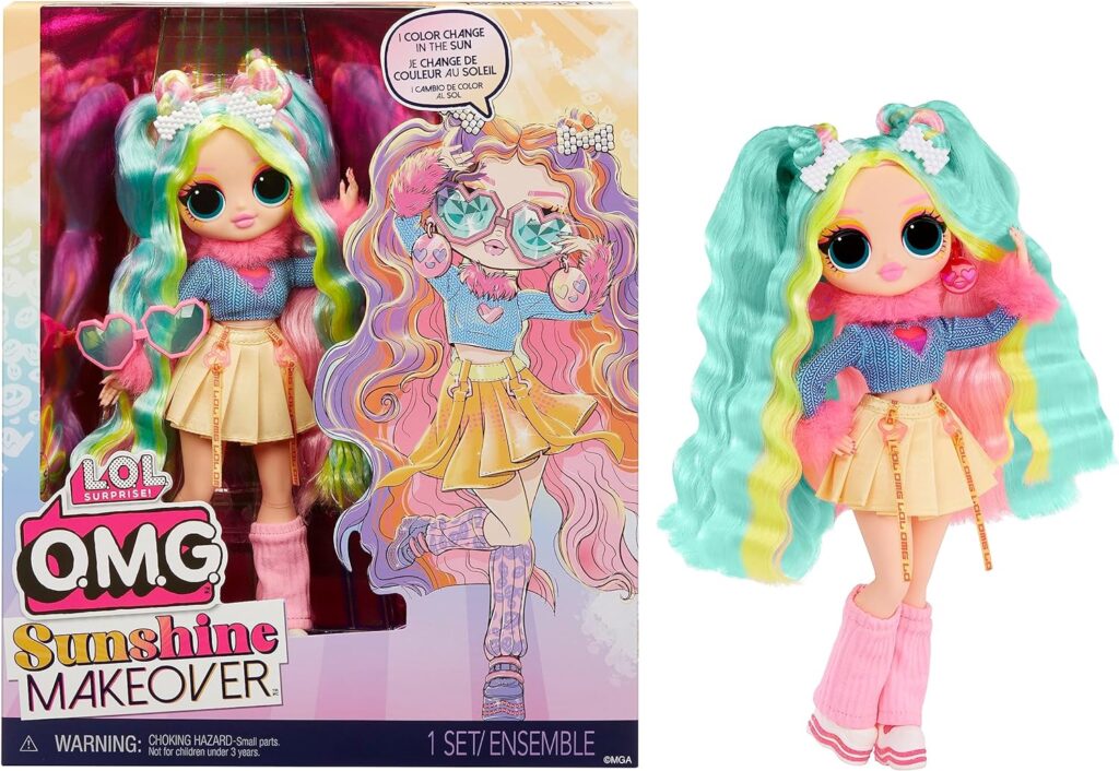LOL Surprise OMG Sunshine Makeover Fashion Doll - BUBBLEGUM DJ - Includes UV Colour Change in the Sun, Multiple Surprises, and Fabulous Accessories - Great Gift for Kids Ages 4+