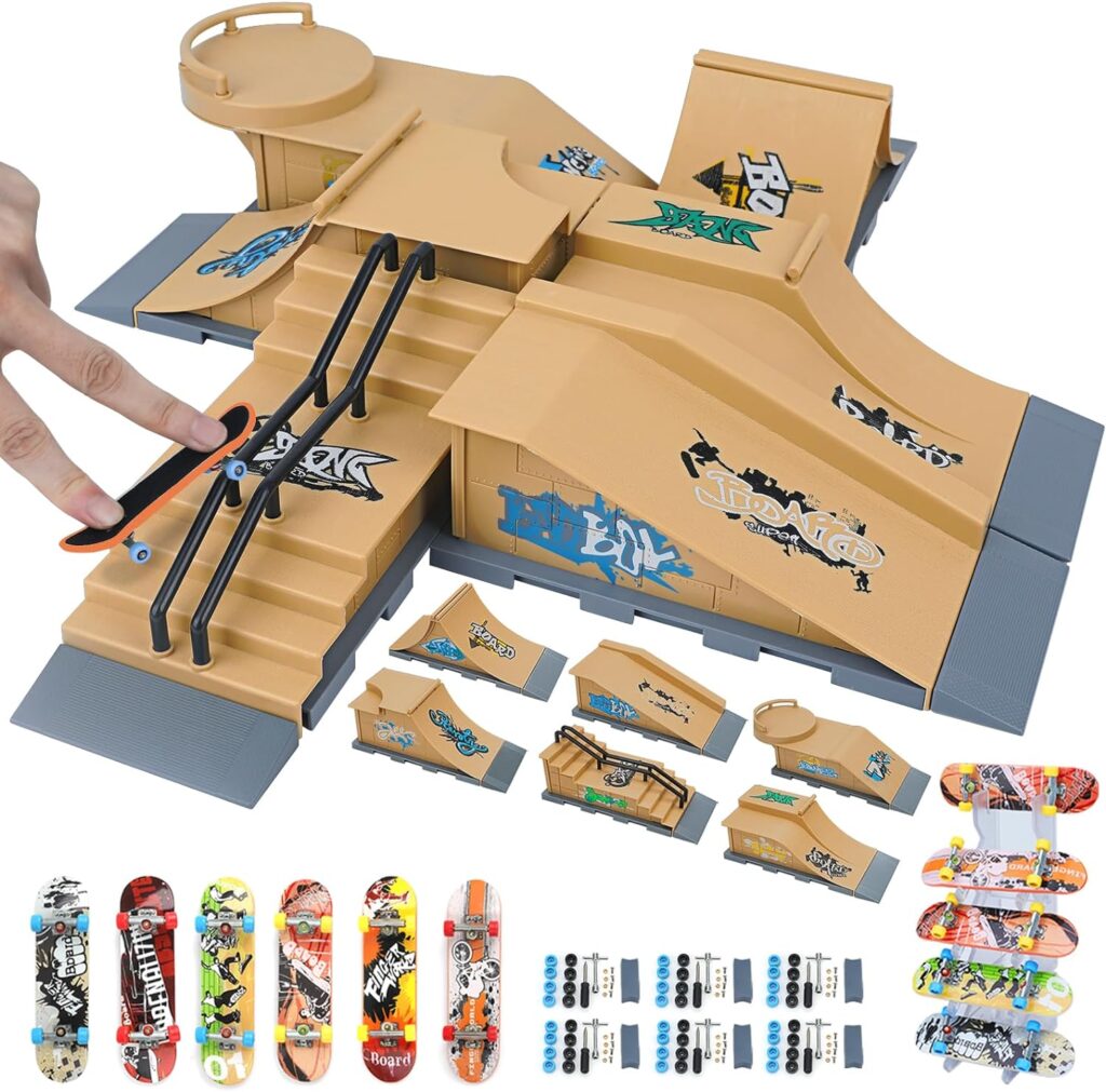 Mini Skateboards for Kids Finger Toy Skateboards Finger Skateboard Ramp Set Mini Finger Skateboards Finger Skate Boarding Kids Finger Training Props Finger Skateboards Fingerboard Gift for Kids