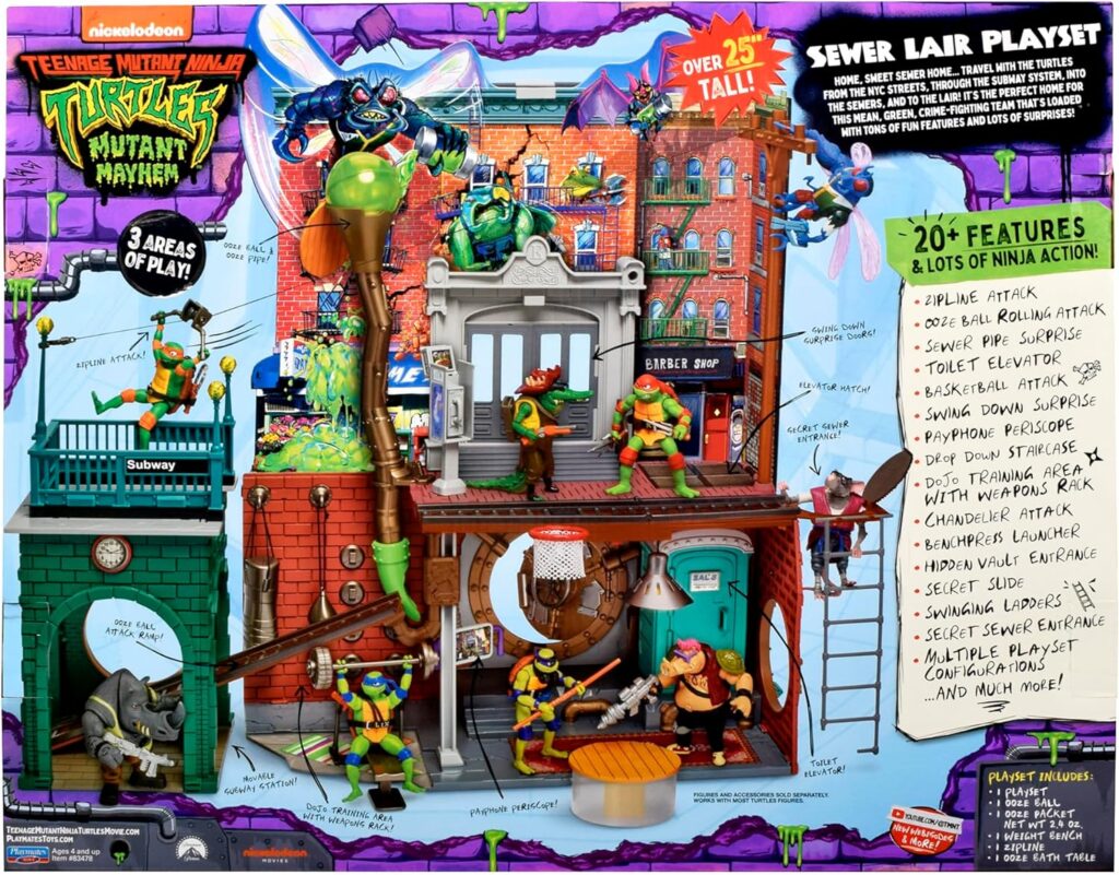 Teenage Mutant Ninja Turtles 83478CO TMNT Mutant Mayhem Sewer Lair Playset. Ideal Present for Boys 4 to 7 Years Fans Teenage Mutant Ninja Turtles 83478CO TMNT Mutant Mayhem Sewer Lair Playset. Ideal Present for Boys 4 to 7 Years Fans